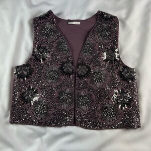 Zara Mauve Vest with Beaded Embellishments